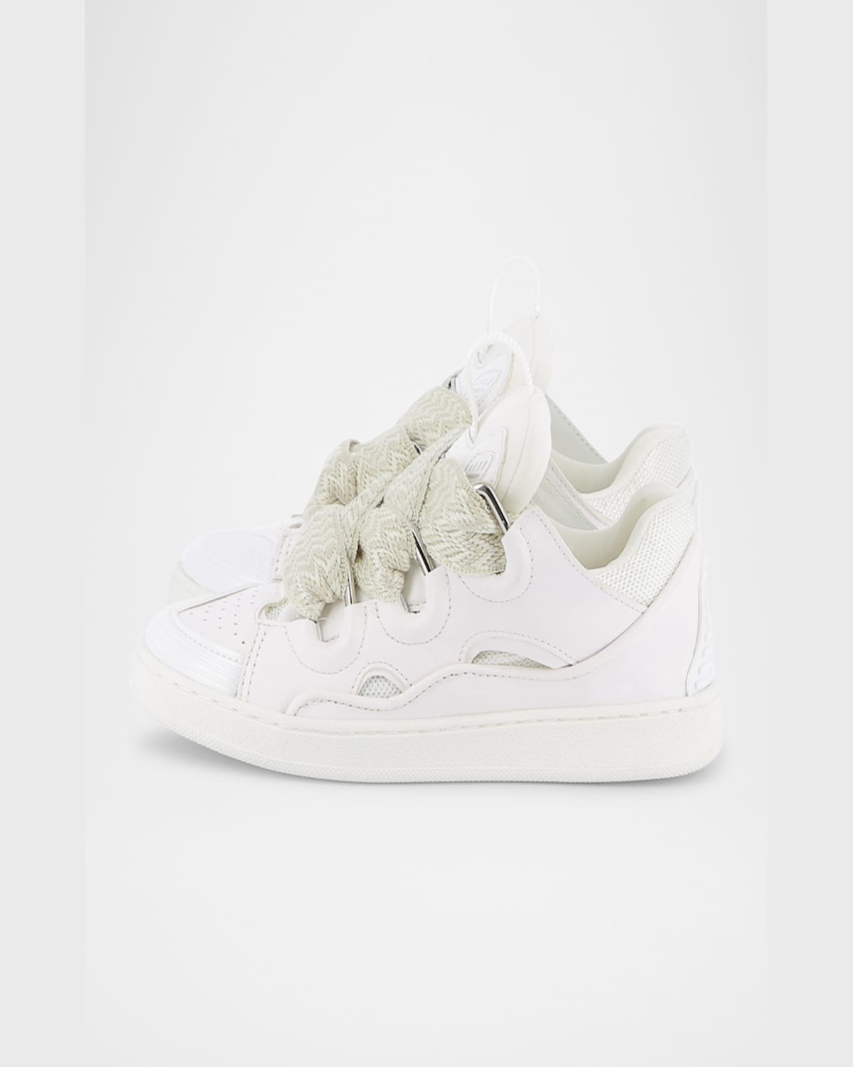 Lanvin Kids Leather Curb Trainers In White