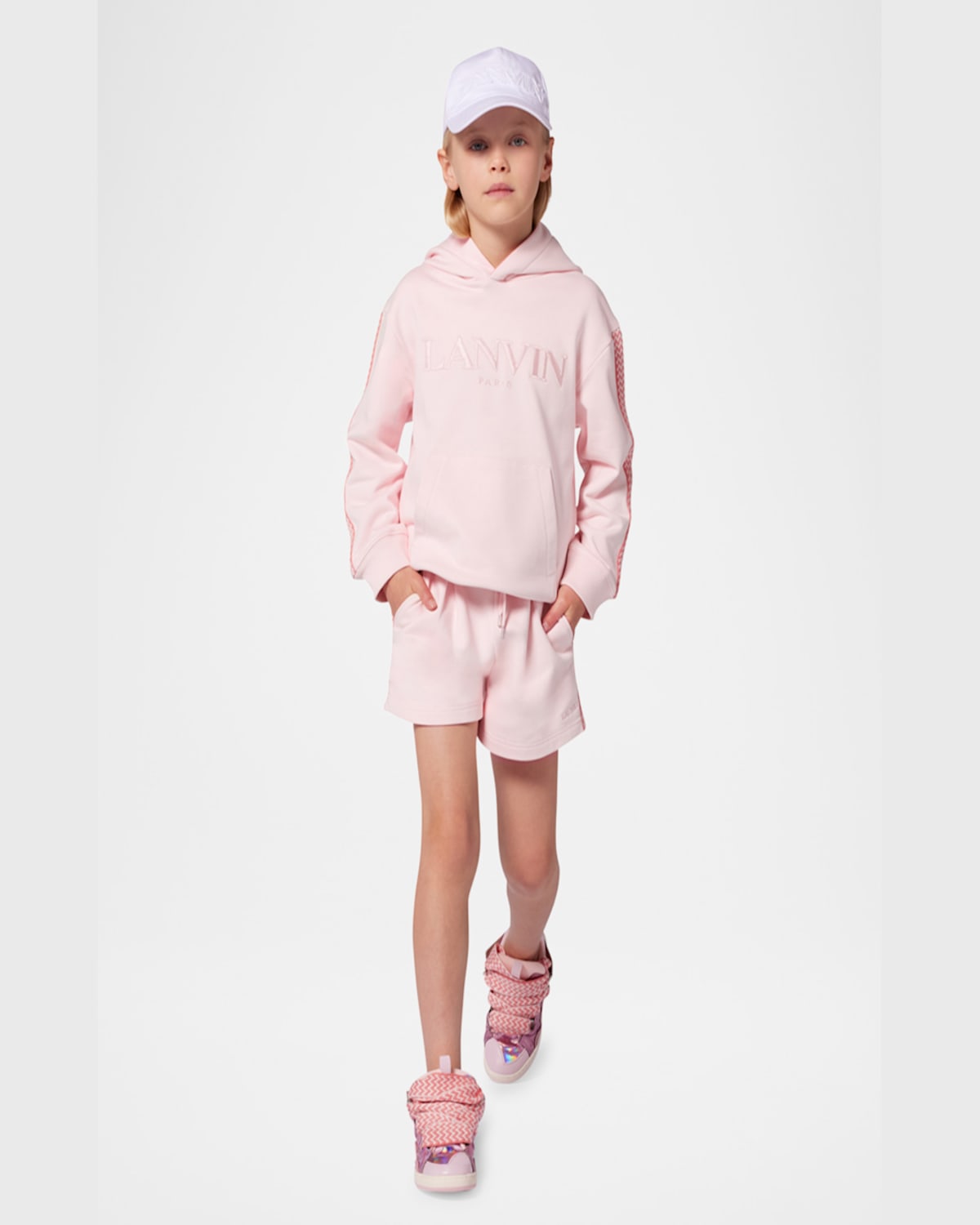 Lanvin Kids Pink Lace-up Sneakers In Pink  Pale  Pink  Dark