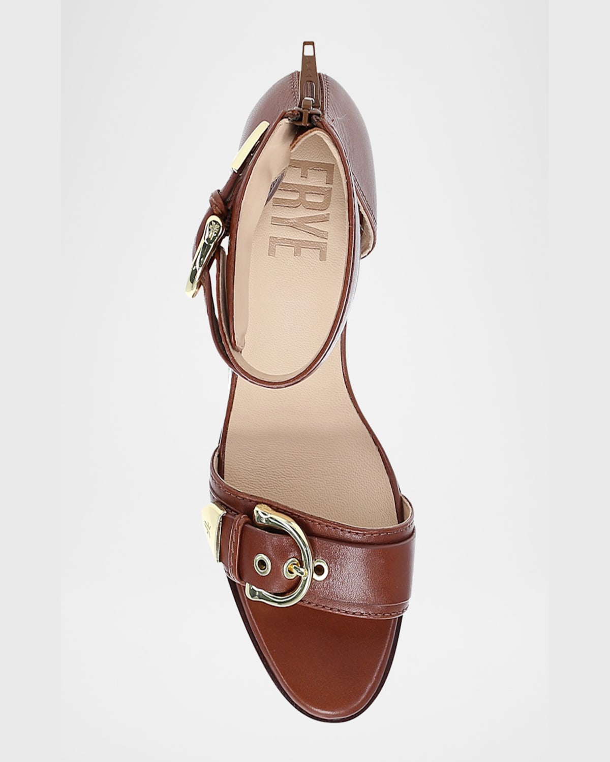 Frye Rachel Leather Buckle-cuff Wedge Sandals In Cinnamon
