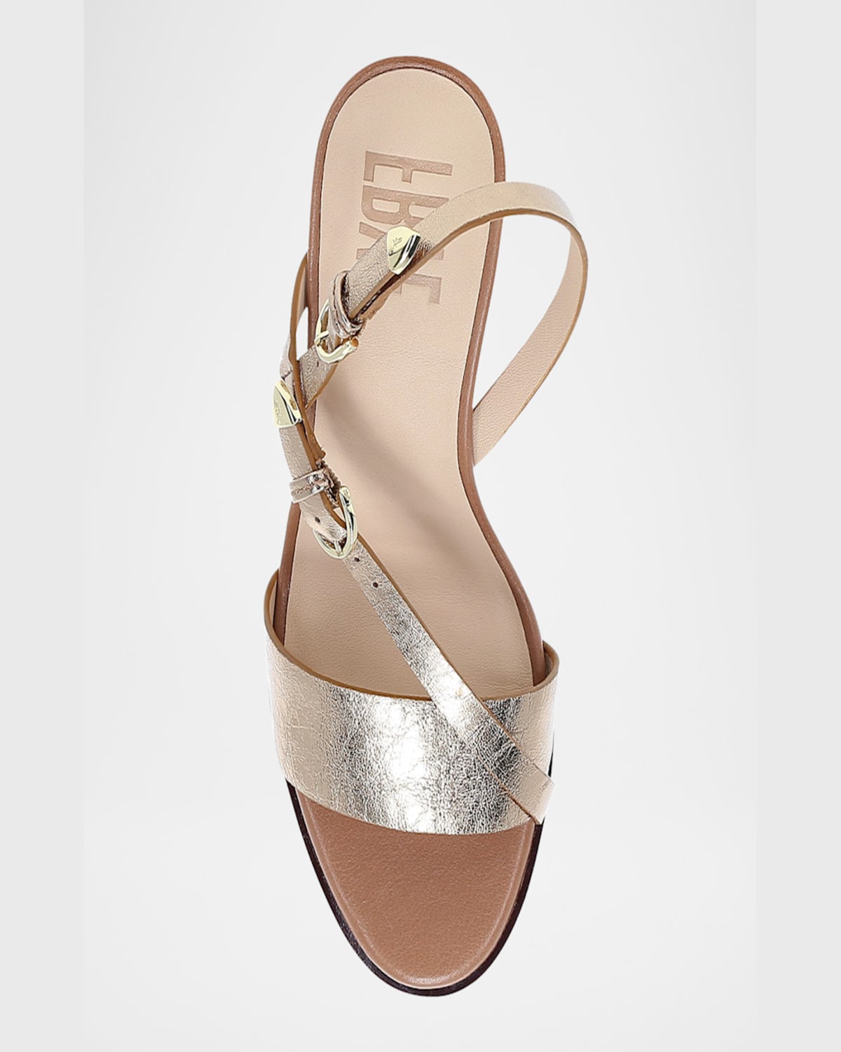 Frye Rachel Metallic Buckle Wedge Sandals In Dark Gold