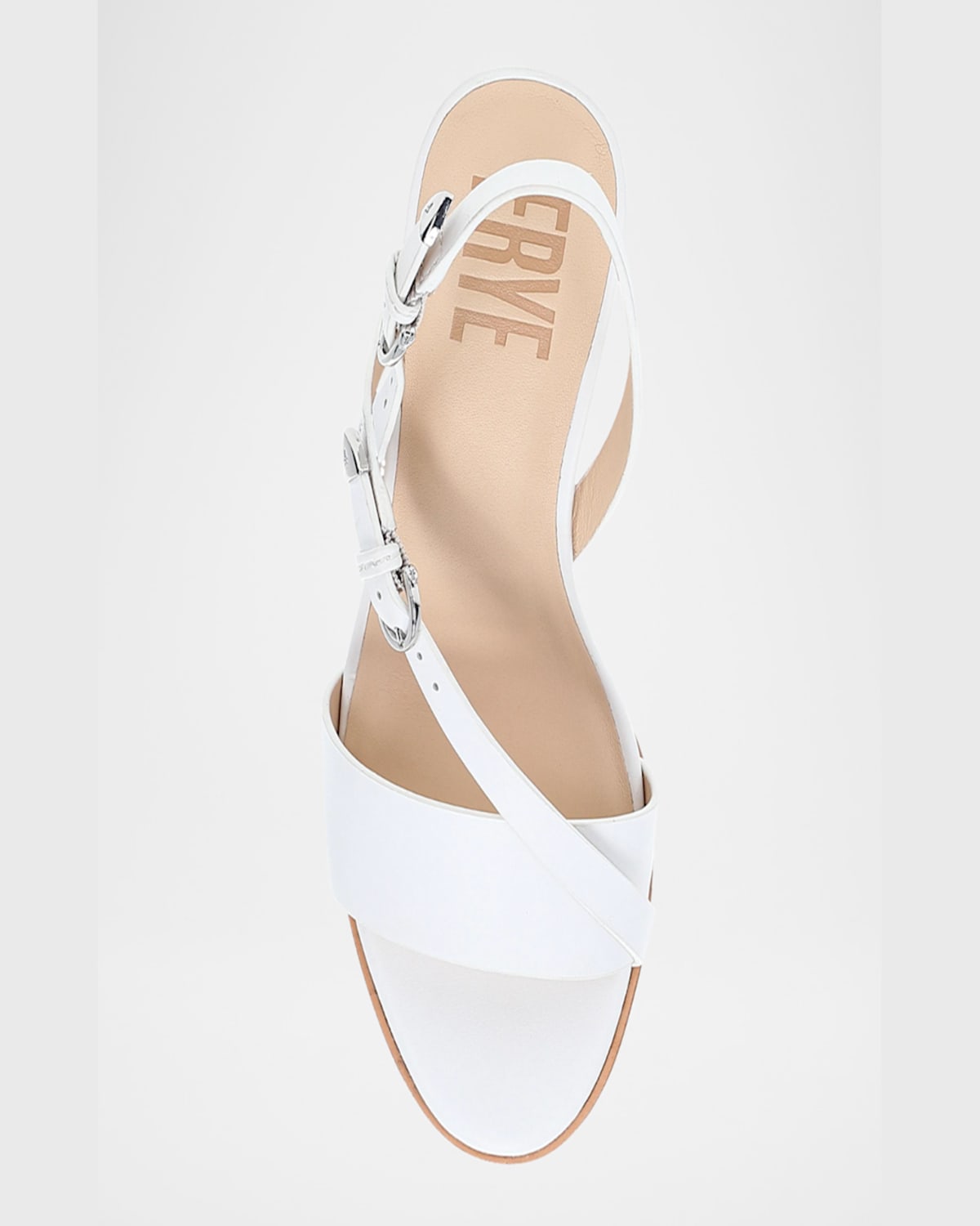 Frye Rachel Leather Buckle Wedge Sandals In White