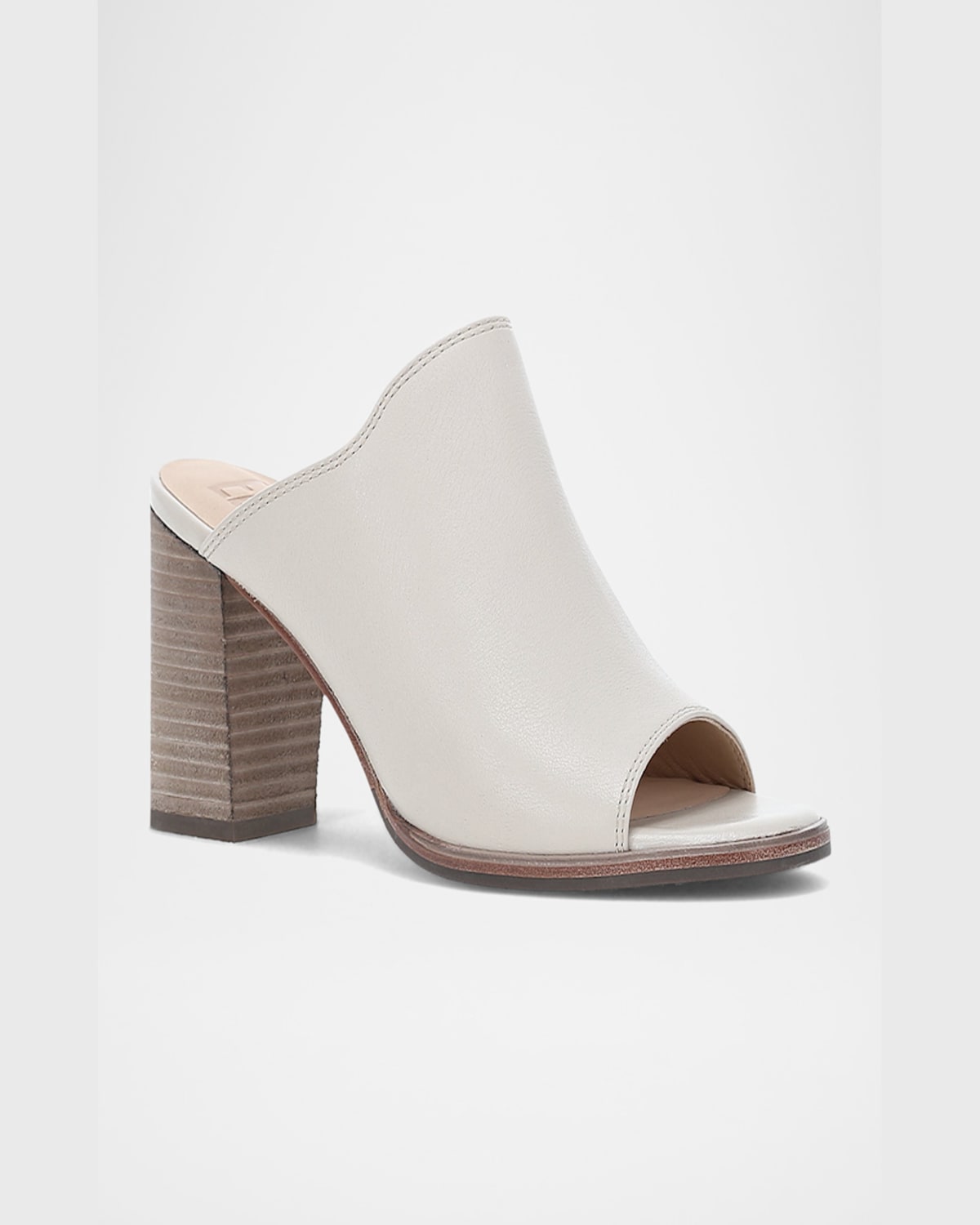 Frye Stella Leather Block-heel Mule Sandals In Ivory