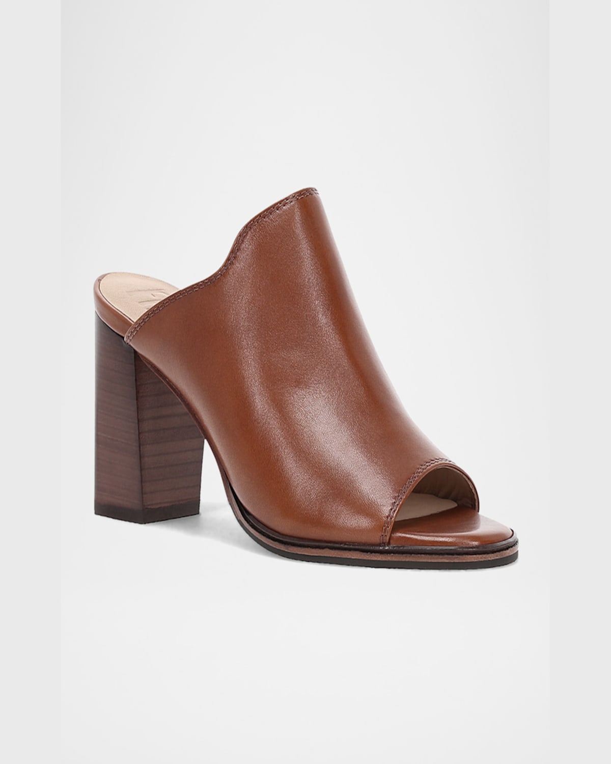 Frye Stella Leather Block-heel Mule Sandals In Cinnamon