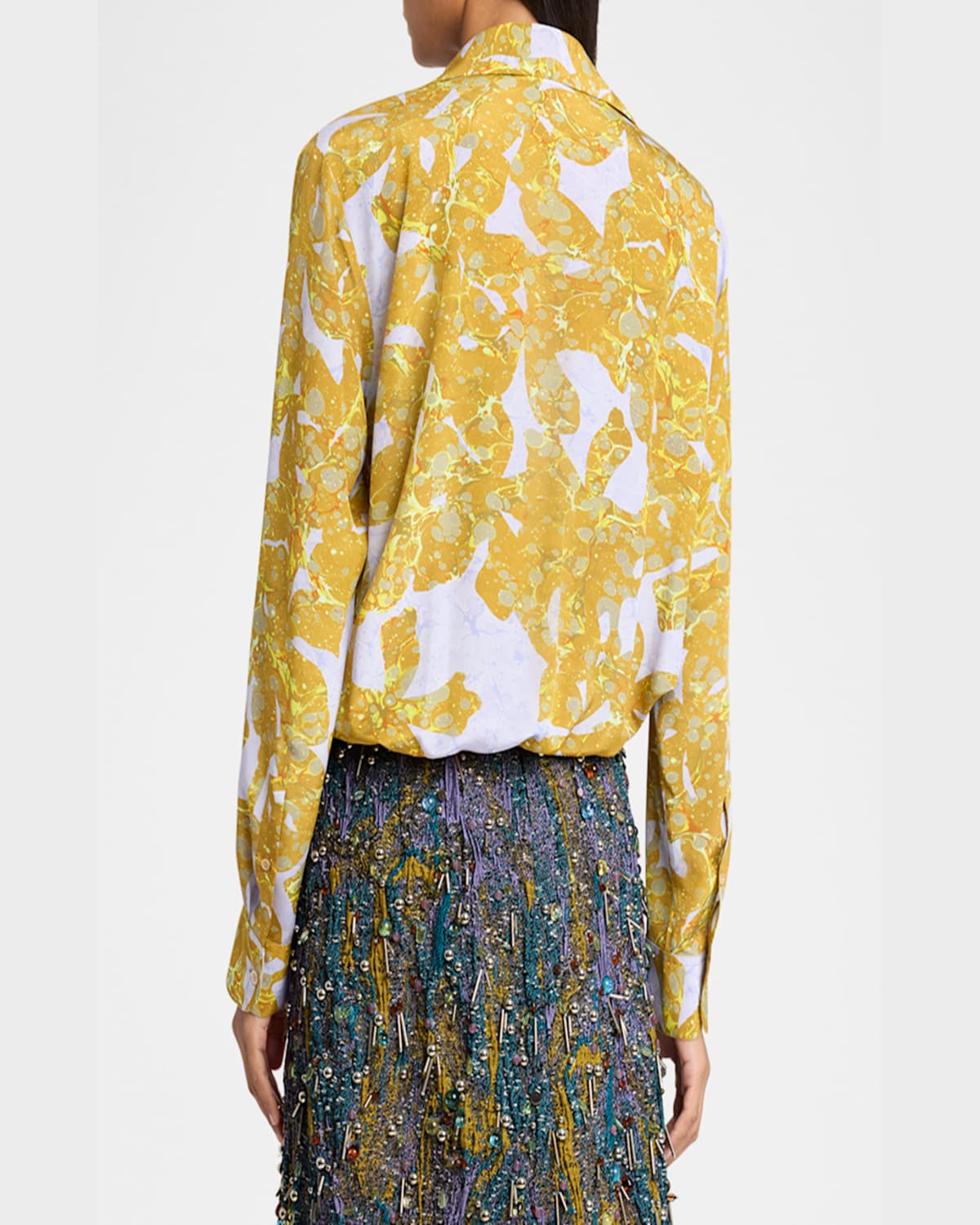 Dries Van Noten Cedal Collared Silk Wrap Shirt