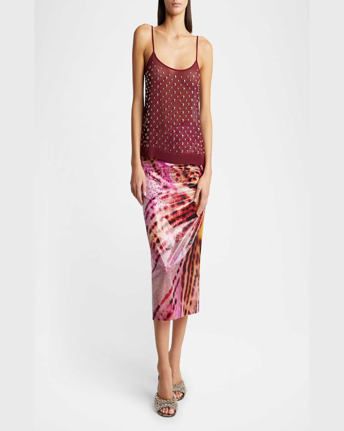 Shop Dries Van Noten Calipso Studded Sheer Cami Top