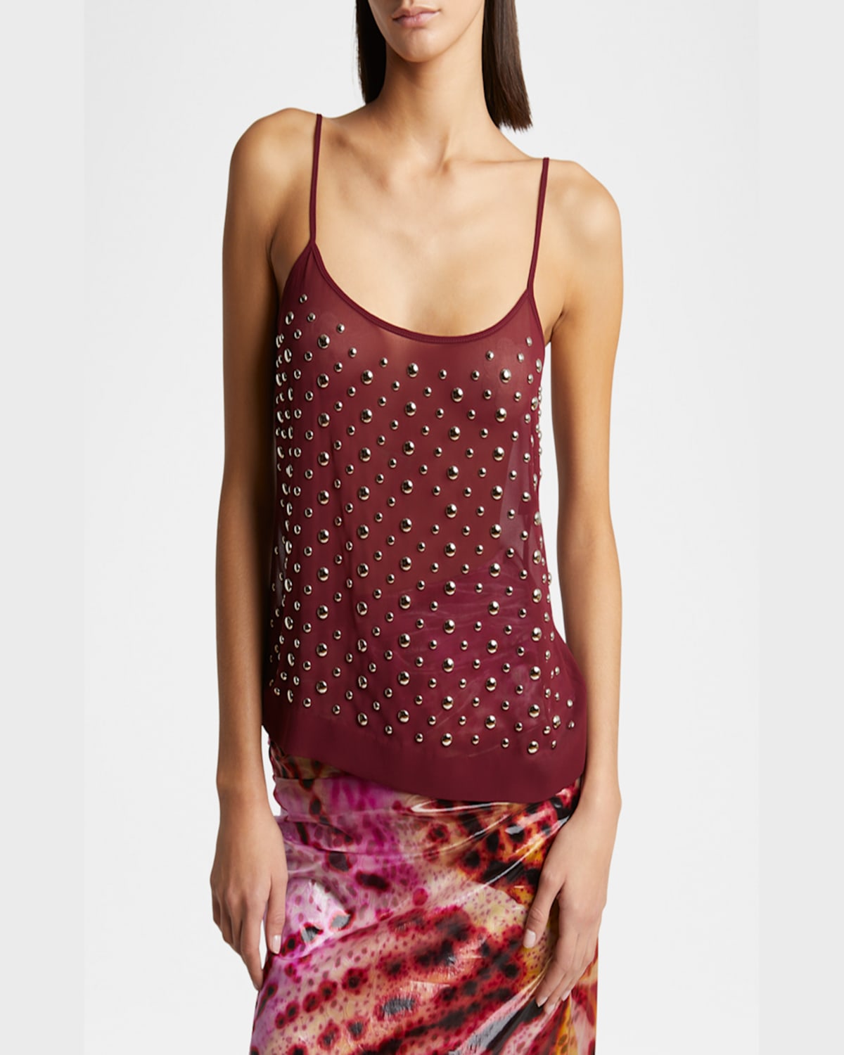 Shop Dries Van Noten Calipso Studded Sheer Cami Top