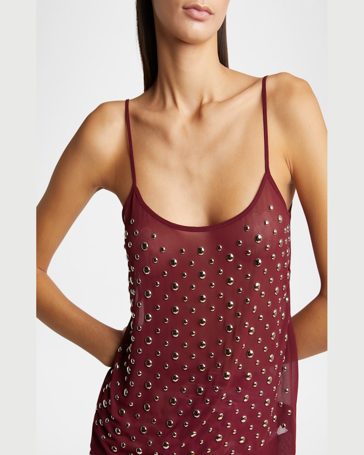 Shop Dries Van Noten Calipso Studded Sheer Cami Top