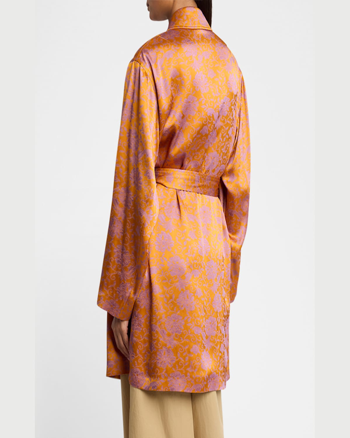 Shop Dries Van Noten Ramblas Floral Jacquard Belted Coat