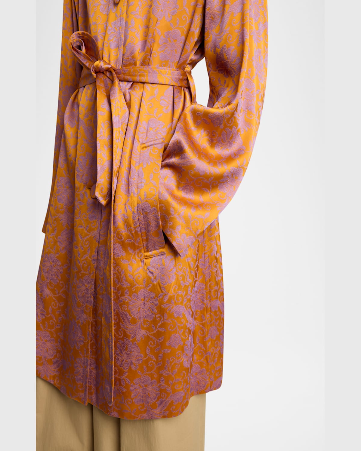 Shop Dries Van Noten Ramblas Floral Jacquard Belted Coat