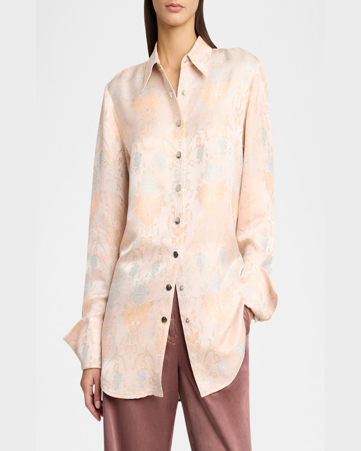 Shop Dries Van Noten Celina Floral Jacquard Snap-front Shirt