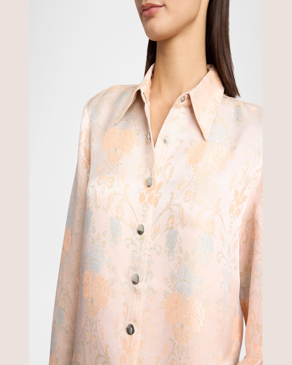 Shop Dries Van Noten Celina Floral Jacquard Snap-front Shirt