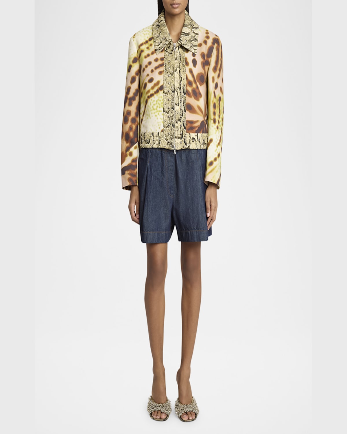 Dries Van Noten Vurano Studded Multi-print Zip Jacket