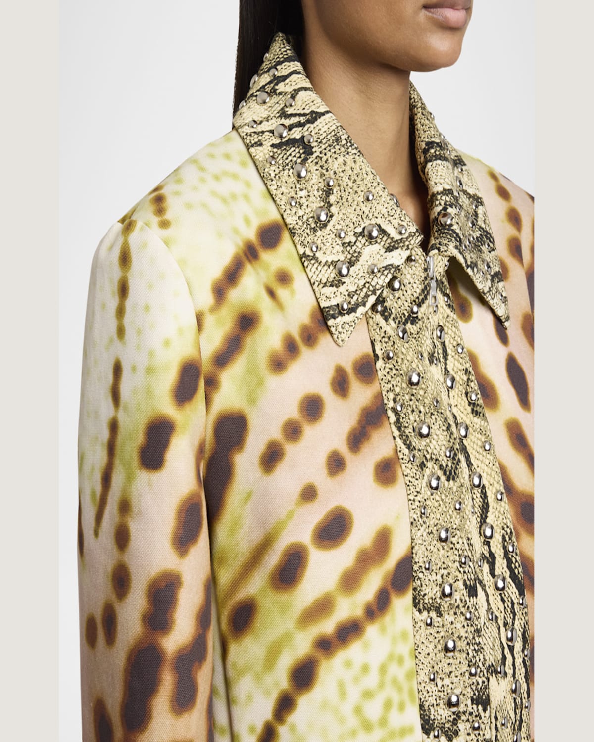 Dries Van Noten Vurano Studded Multi-print Zip Jacket