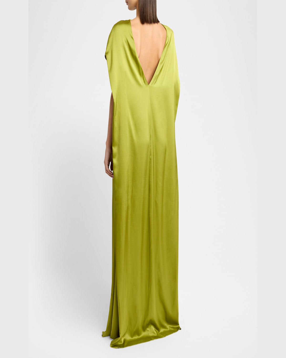 Shop Dries Van Noten Diria Short-sleeve Silk Maxi Dress In Olive