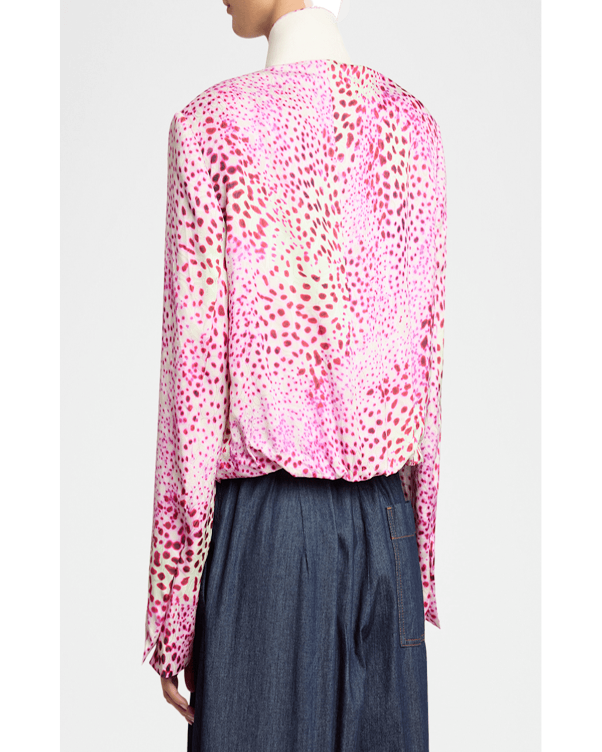 Dries Van Noten Vasti Printed Stand Collar Jacket In Fuchsia
