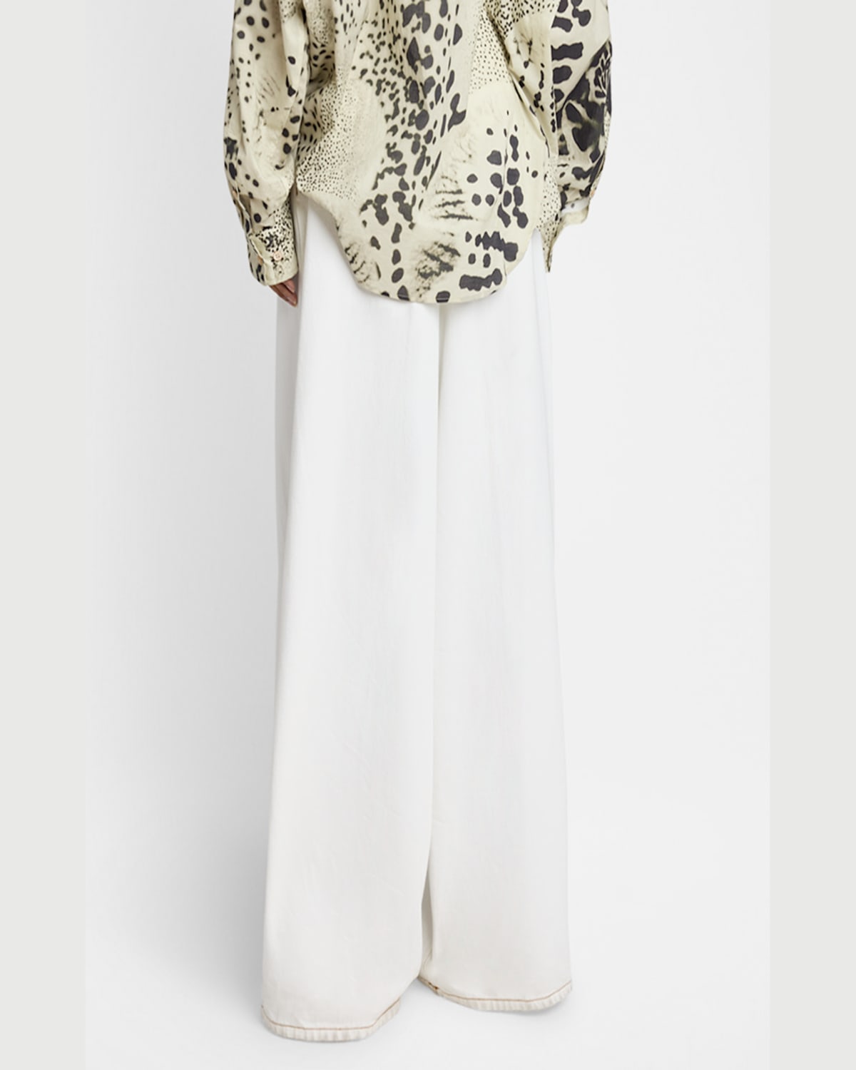 Shop Dries Van Noten Pamplona Pleated Denim Wide-leg Pants