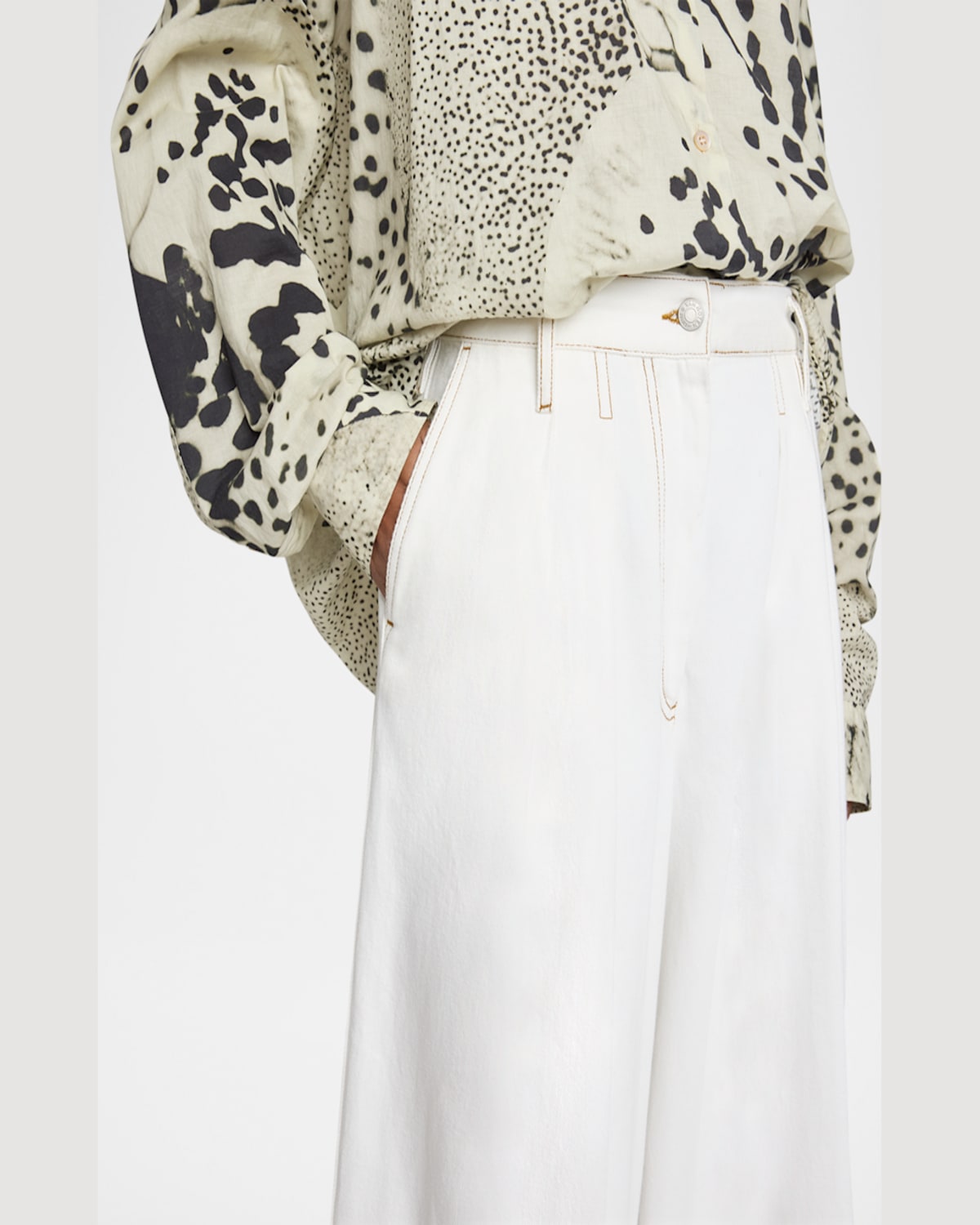 Shop Dries Van Noten Pamplona Pleated Denim Wide-leg Pants