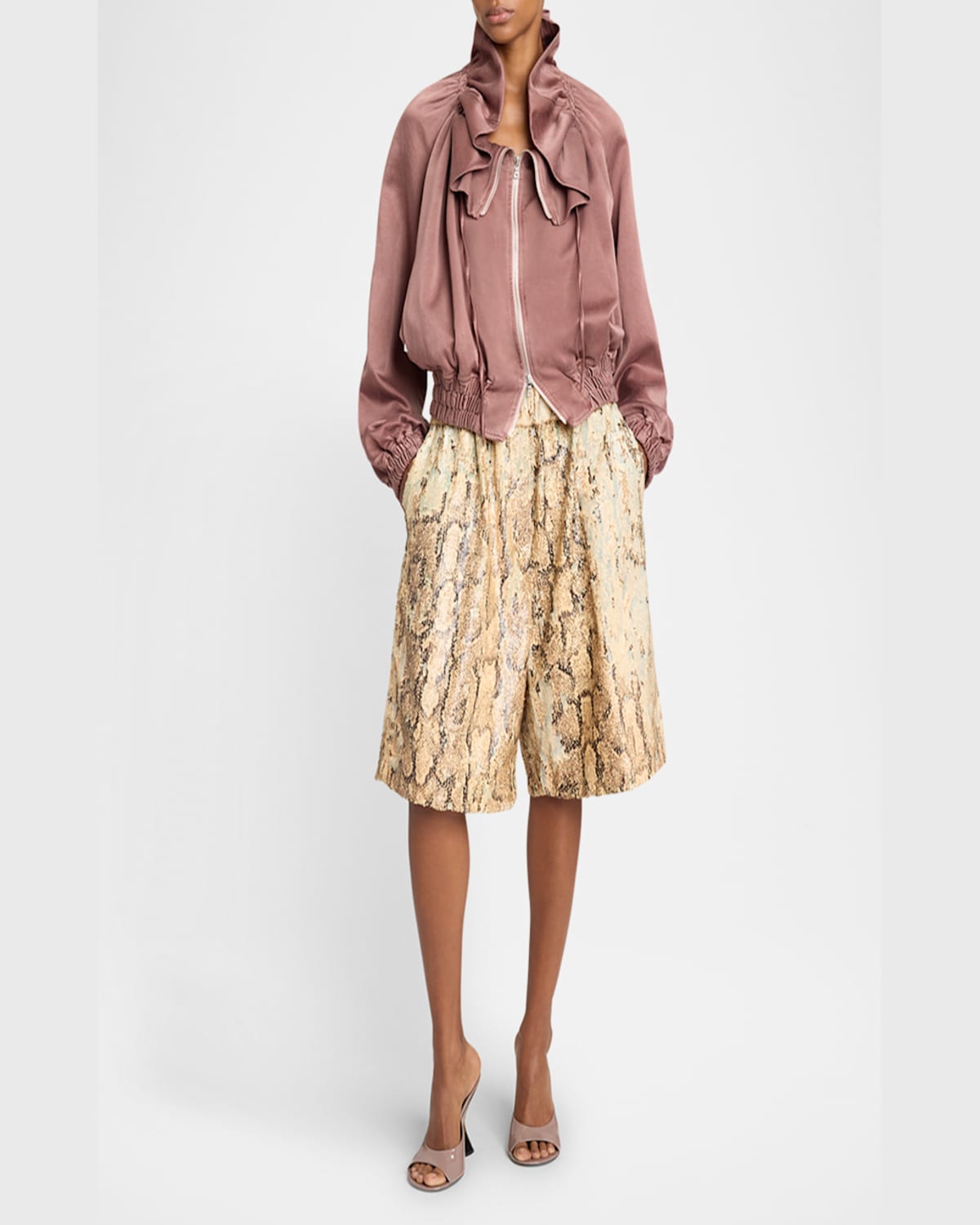 Dries Van Noten Animal Print Sequin Embellished Knee-length Shorts