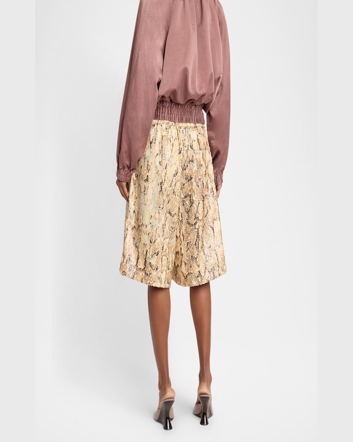 Dries Van Noten Animal Print Sequin Embellished Knee-length Shorts