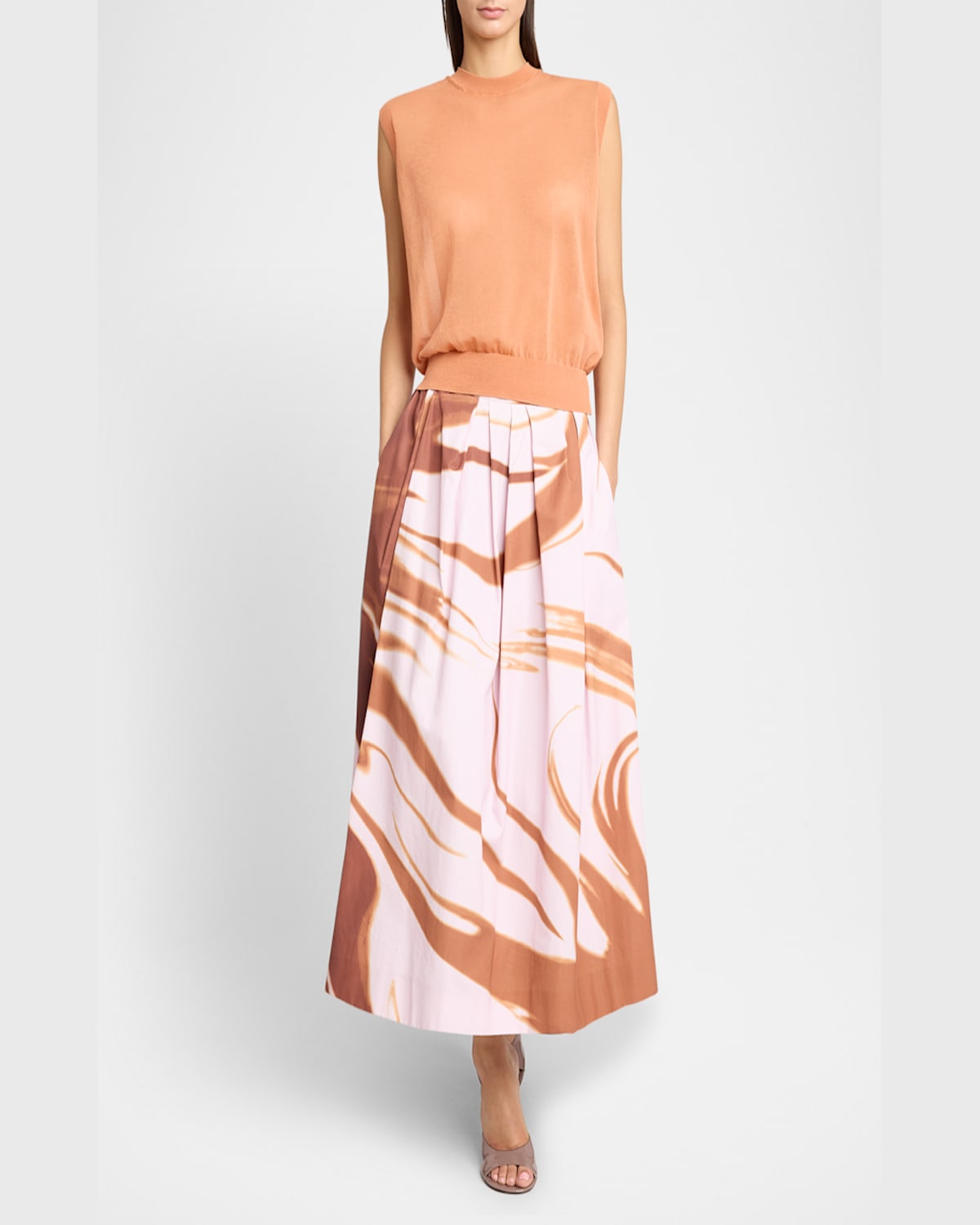 Dries Van Noten Tamara Sheer Knit Sleeveless Sweater In Peach
