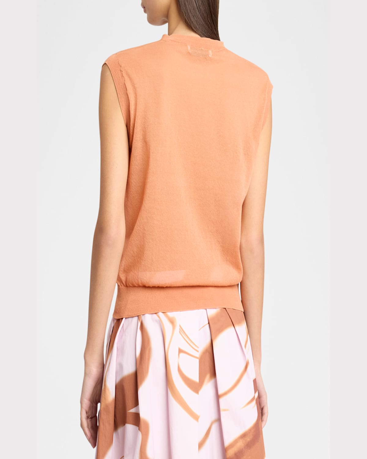Dries Van Noten Tamara Sheer Knit Sleeveless Sweater In Peach