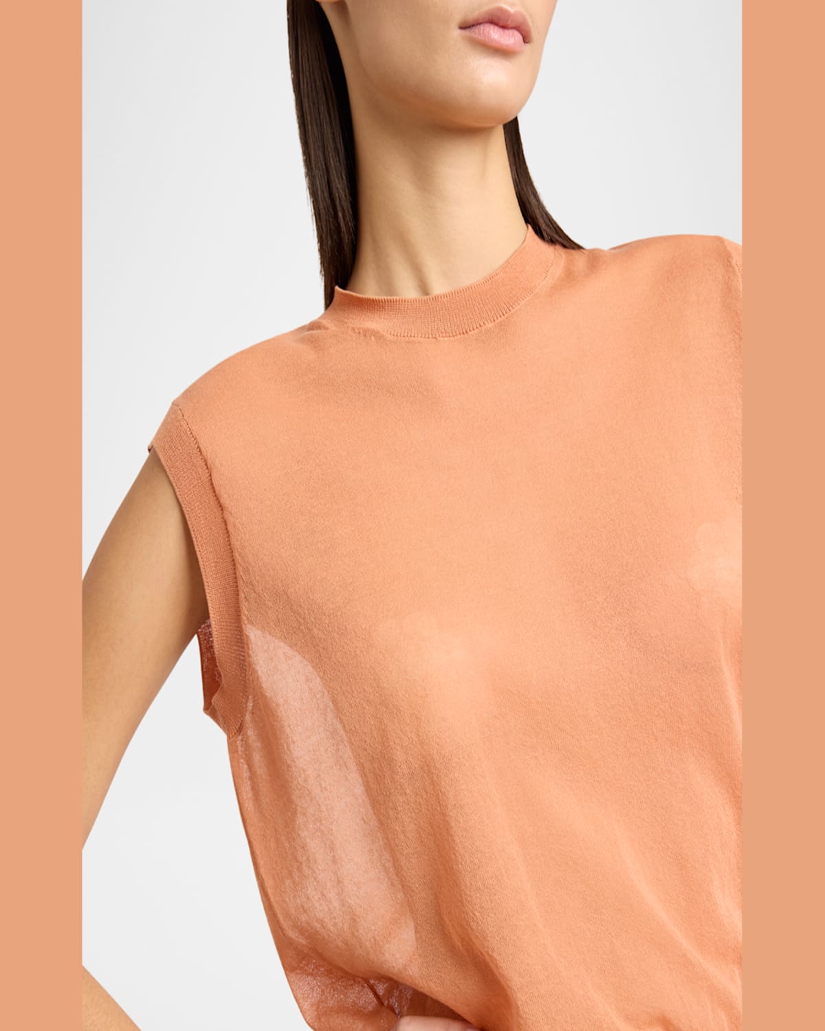 Dries Van Noten Tamara Sheer Knit Sleeveless Sweater In Peach