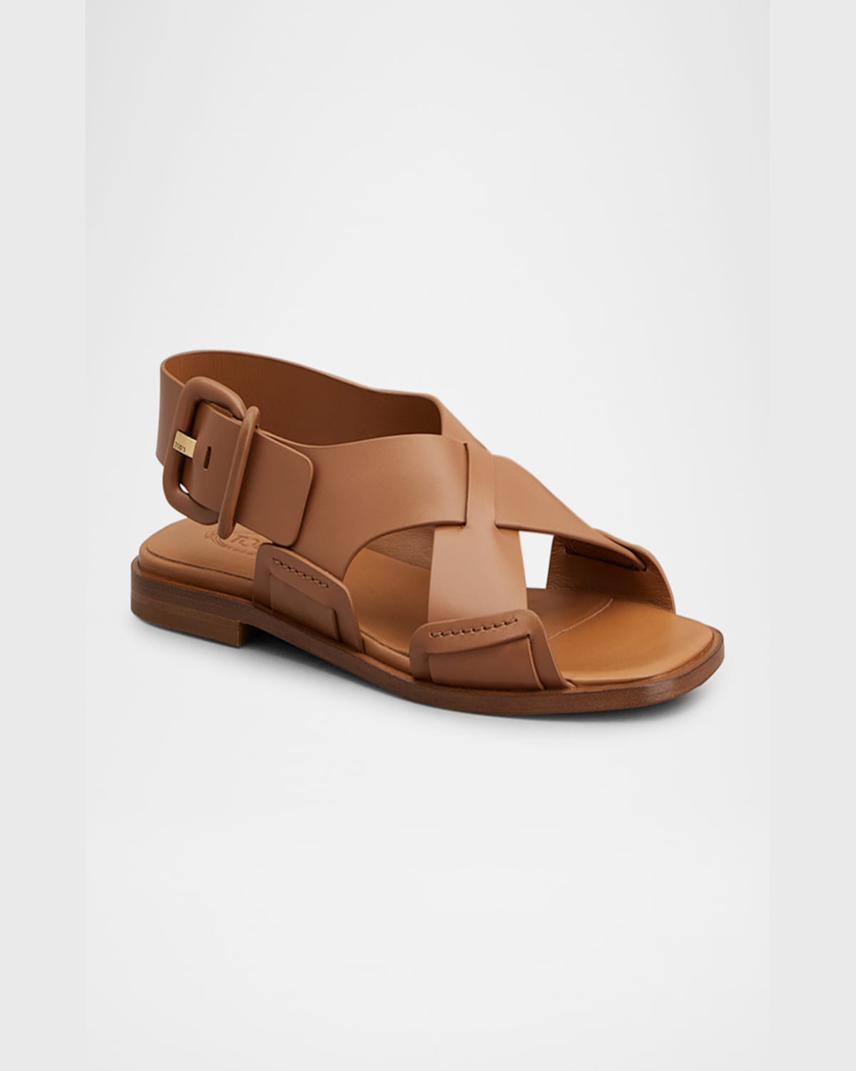Tod's Leather Criscross Flat Sandals In Kenia Scuro