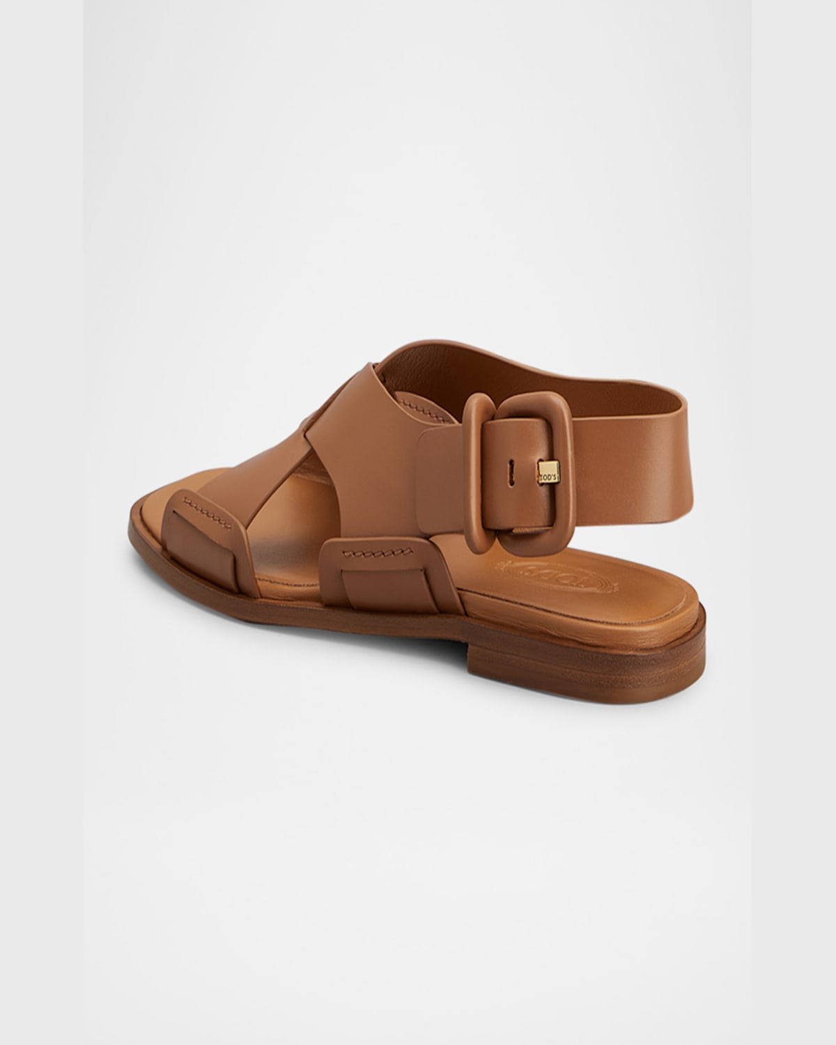 Tod's Leather Criscross Flat Sandals In Kenia Scuro