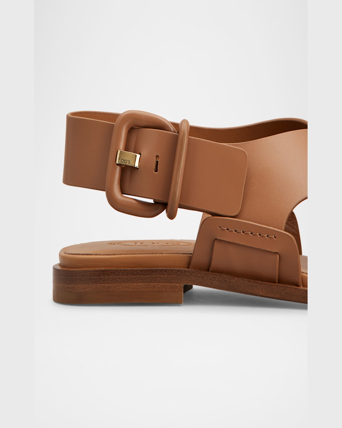 Tod's Leather Criscross Flat Sandals In Kenia Scuro