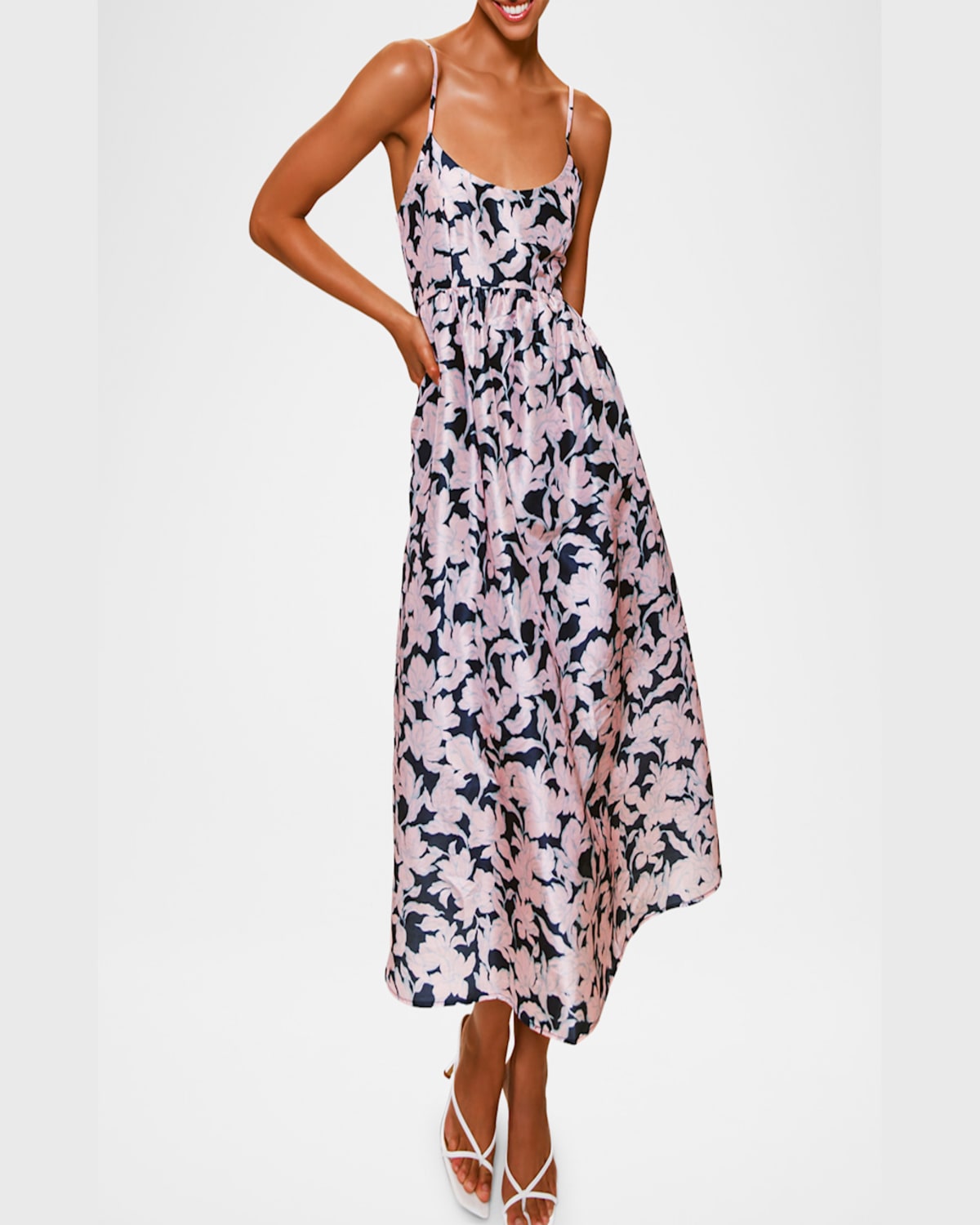 HUTCH BRIXTON SLEEVELESS FLORAL-PRINT MIDI DRESS 