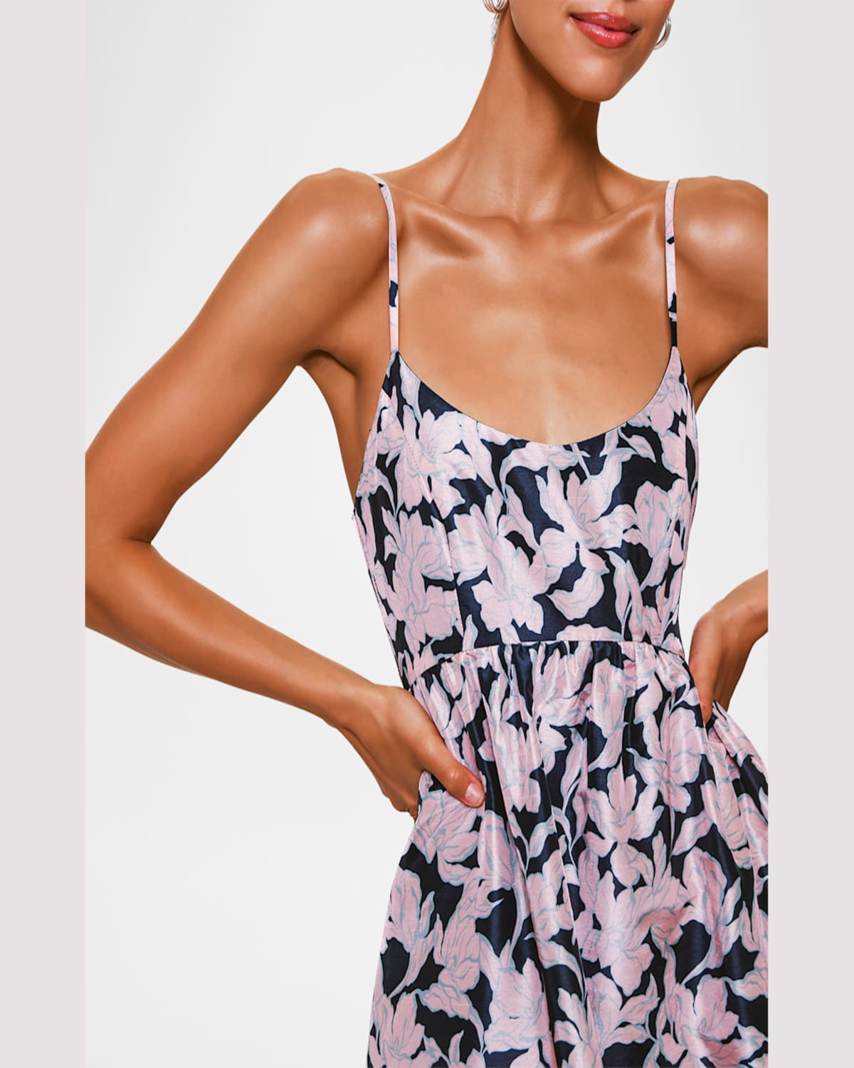 Shop Hutch Brixton Sleeveless Floral-print Midi Dress In Navy Condensed Dramatic Outline Floral