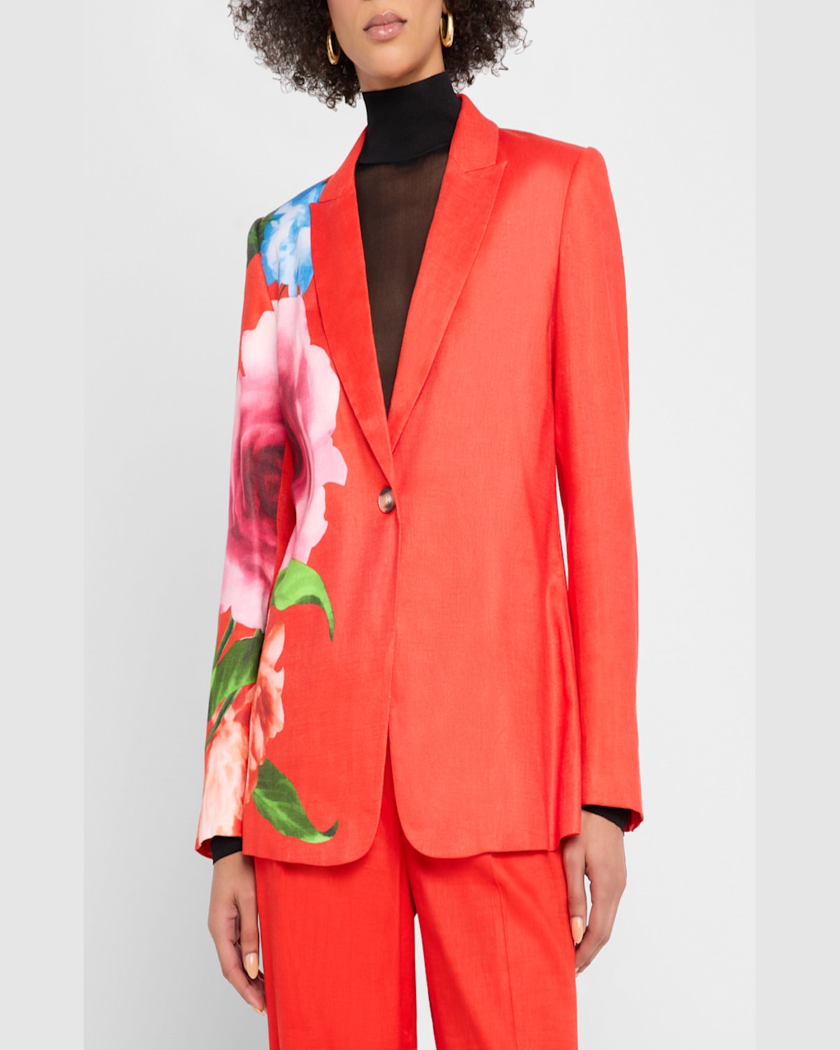 ELIE TAHARI SIMONE FLORAL-PRINT TWILL BLAZER 