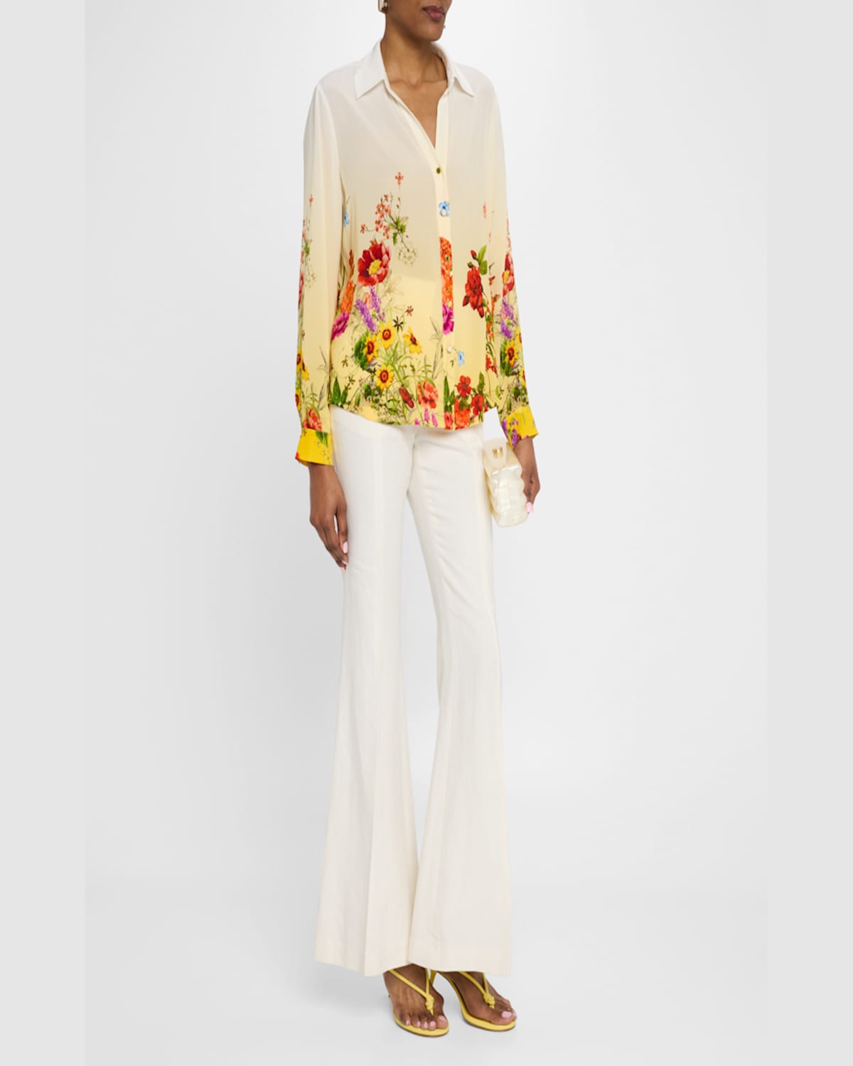 Shop Elie Tahari The Tinsley Ombre Floral-print Blouse In Sunshine Jardin Print