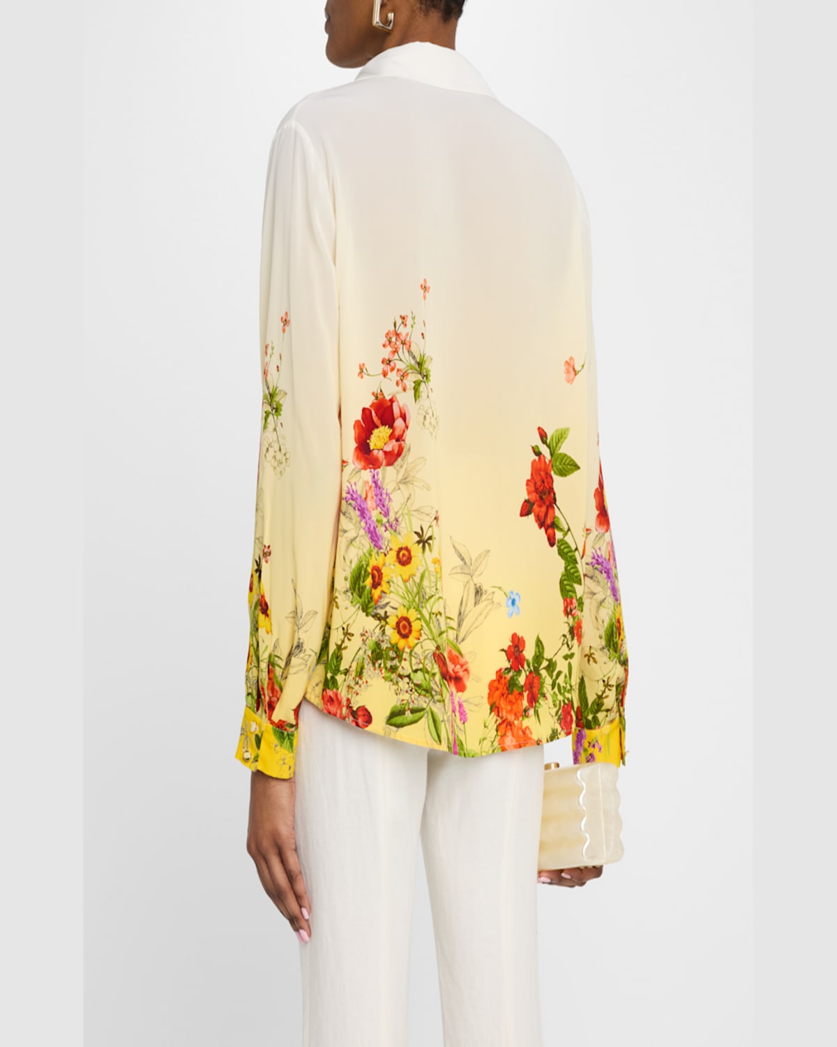 Shop Elie Tahari The Tinsley Ombre Floral-print Blouse In Sunshine Jardin Print