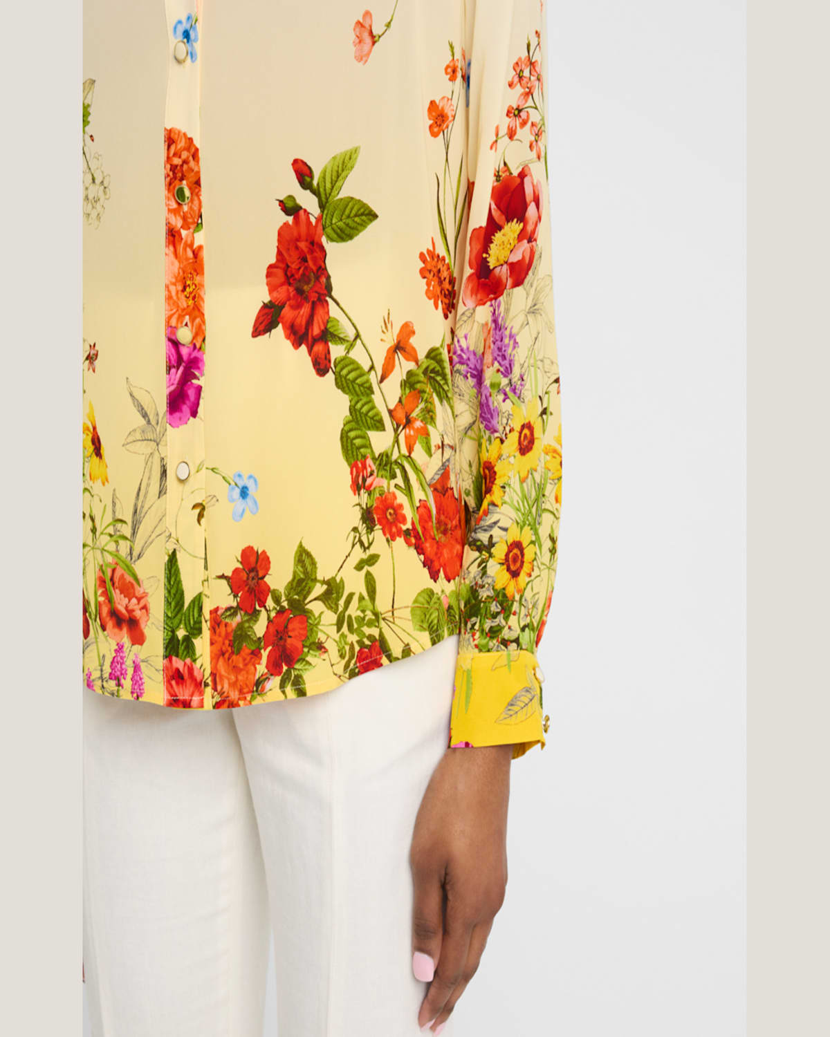 Shop Elie Tahari The Tinsley Ombre Floral-print Blouse In Sunshine Jardin Print