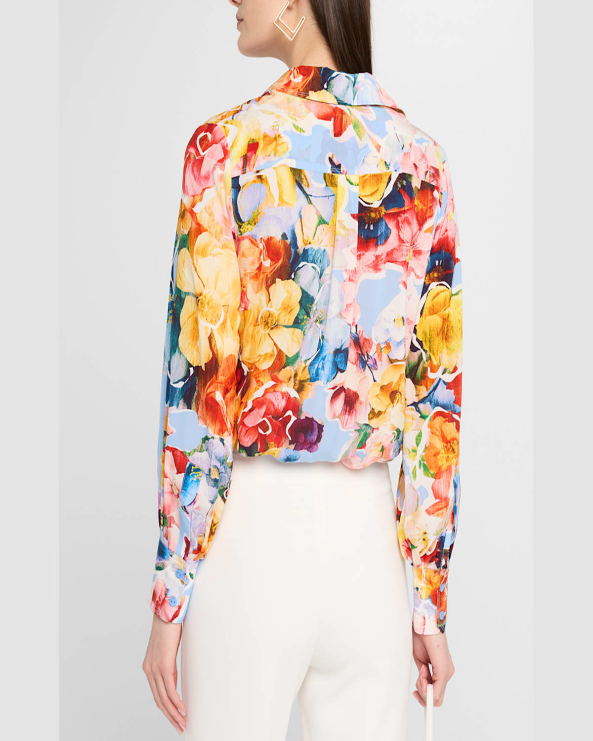 Shop Elie Tahari The Calliope Floral-print Blouse In Spring Morning Print