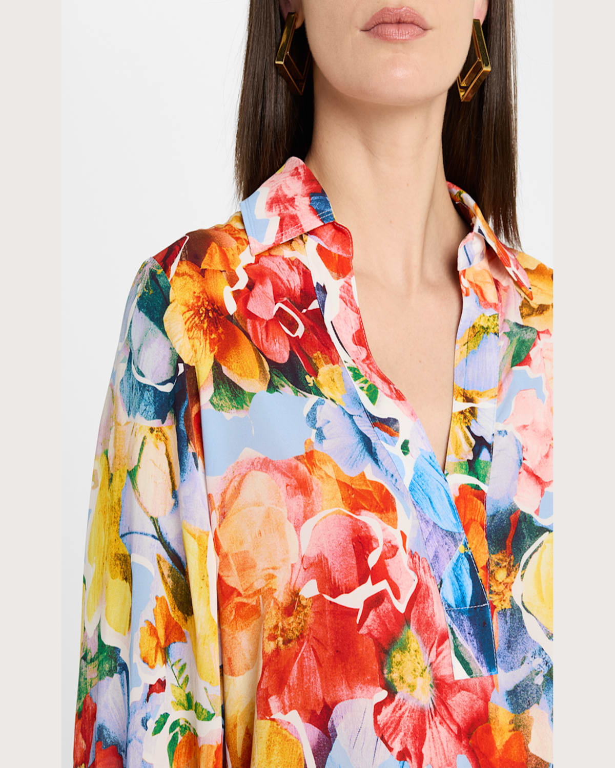 Shop Elie Tahari The Calliope Floral-print Blouse In Spring Morning Print
