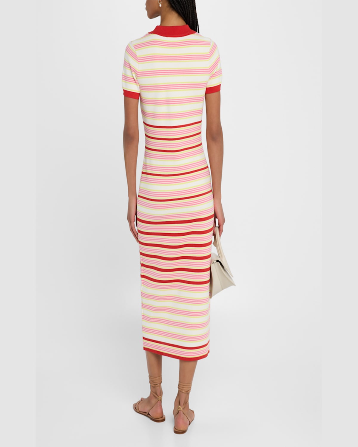 Shop Elie Tahari The Liberty Striped Polo Sweater Midi Dress In Poppy Multi Stripe