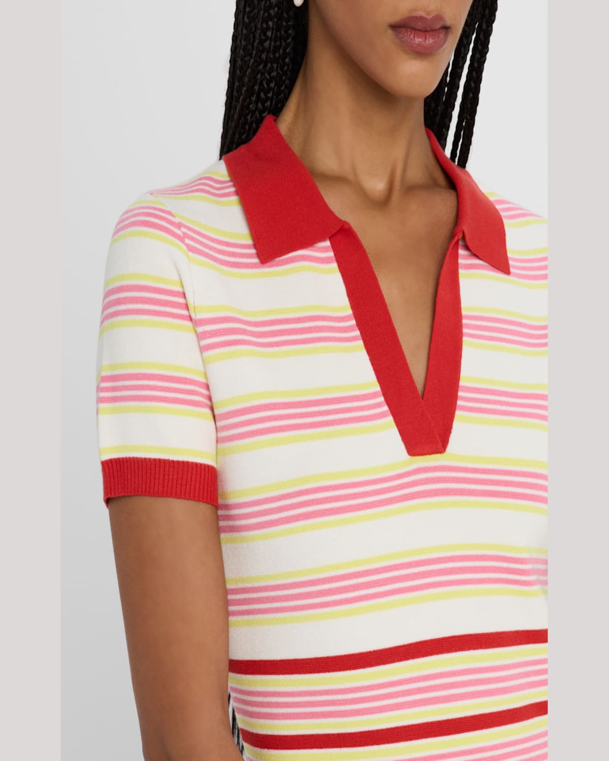 Shop Elie Tahari The Liberty Striped Polo Sweater Midi Dress In Poppy Multi Stripe