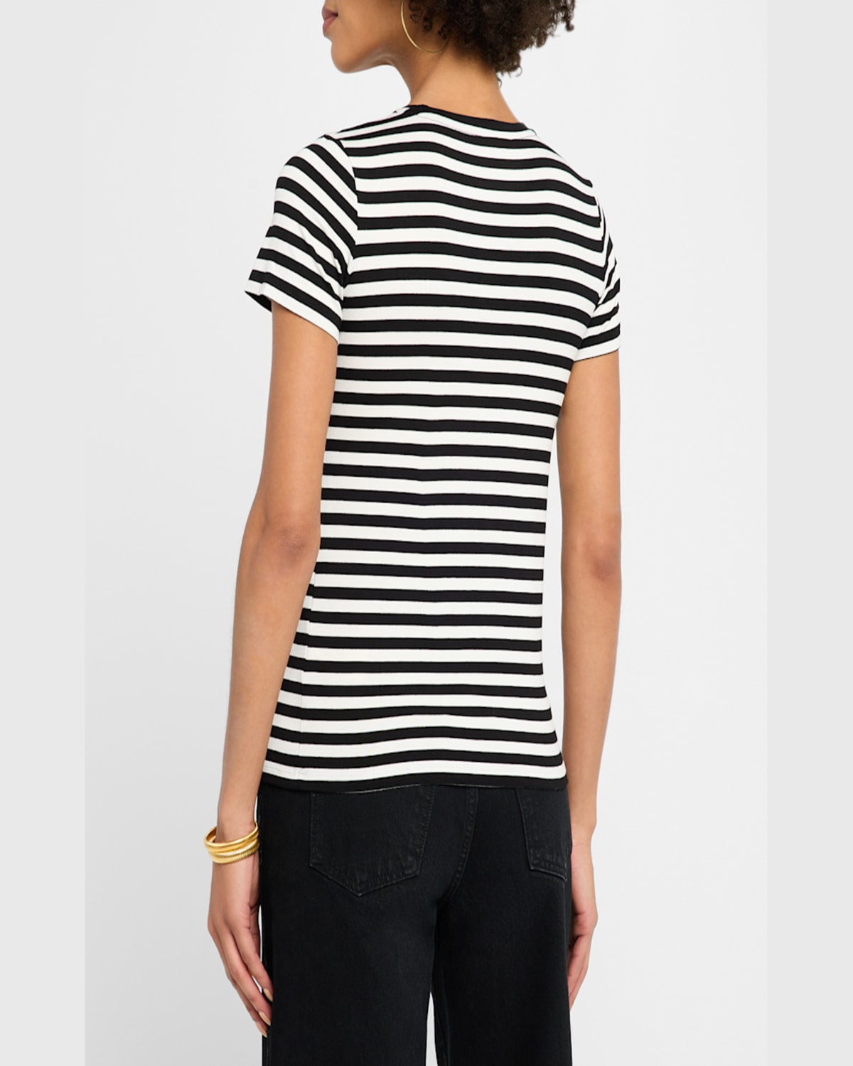 MAJESTIC SOFT TOUCH CREWNECK STRIPED JERSEY T-SHIRT 