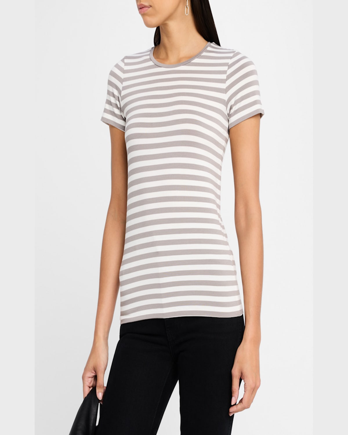 MAJESTIC SOFT TOUCH CREWNECK STRIPED JERSEY T-SHIRT 