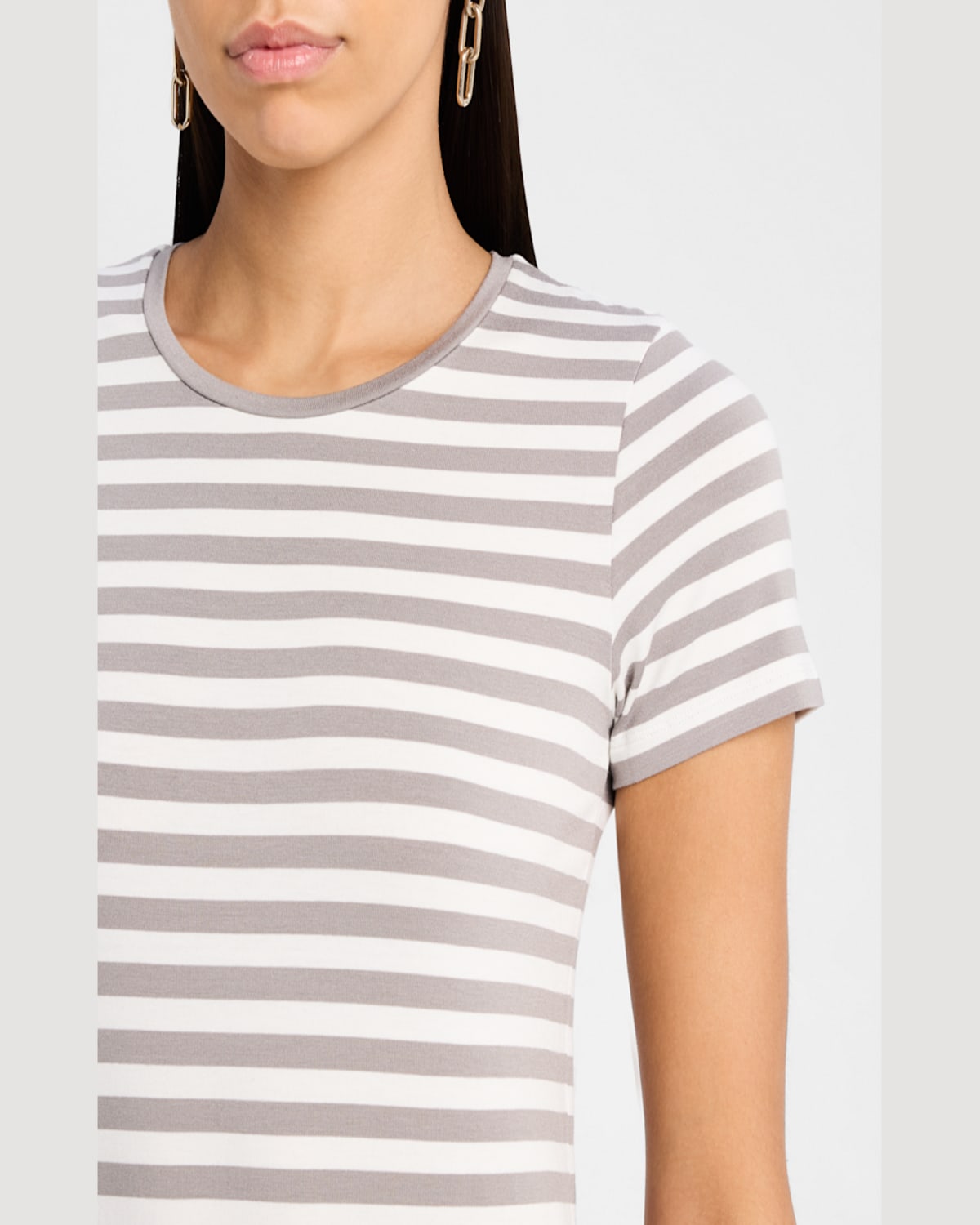 MAJESTIC SOFT TOUCH CREWNECK STRIPED JERSEY T-SHIRT 