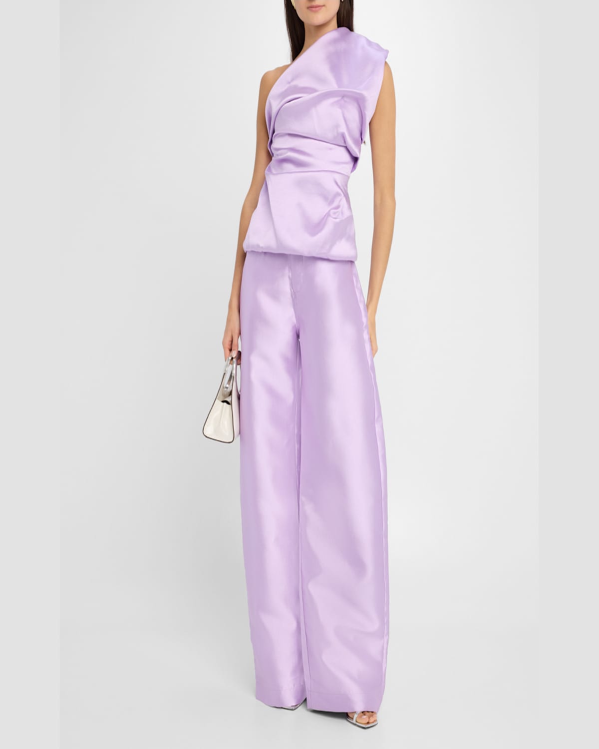 MARQUES' ALMEIDA DRAPED HEAVY SATIN SLEEVELESS TOP