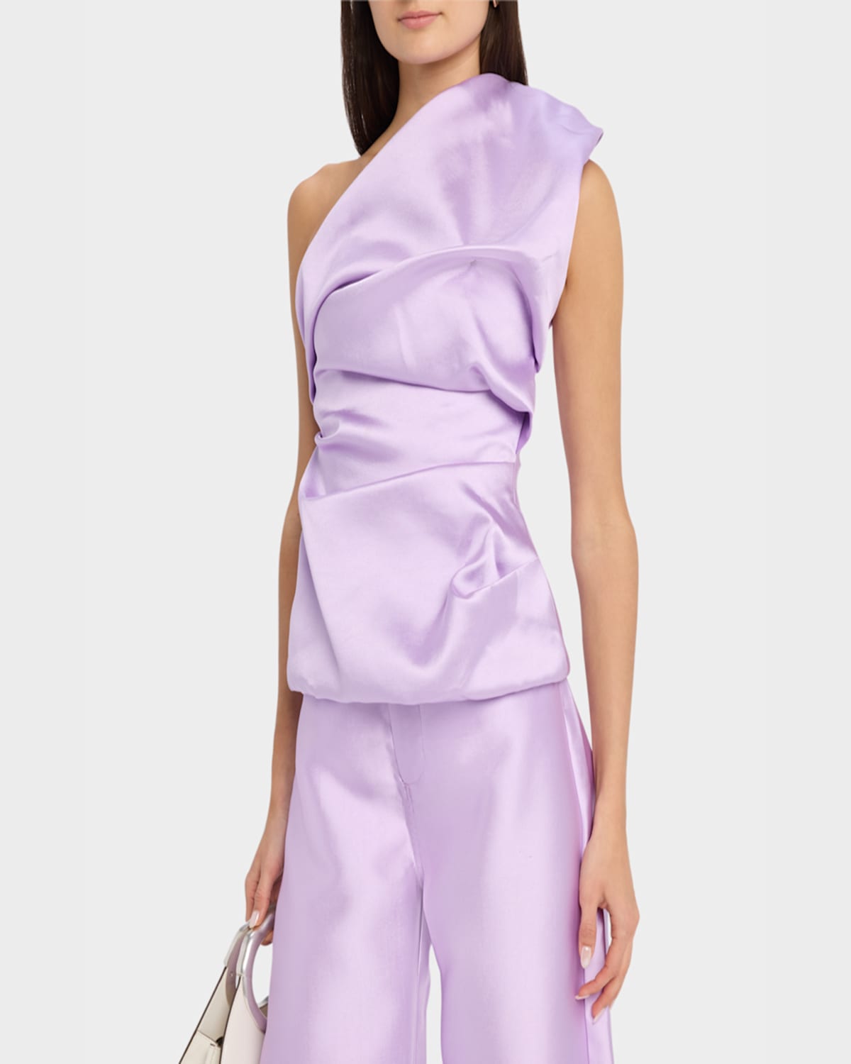 MARQUES' ALMEIDA DRAPED HEAVY SATIN SLEEVELESS TOP
