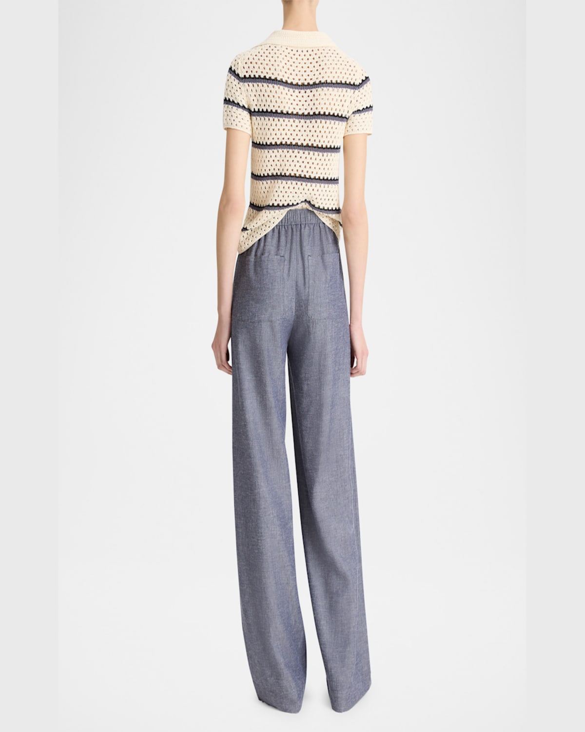 Shop Vince Mid-rise Casual Pull-on Pants In Mid Indigo