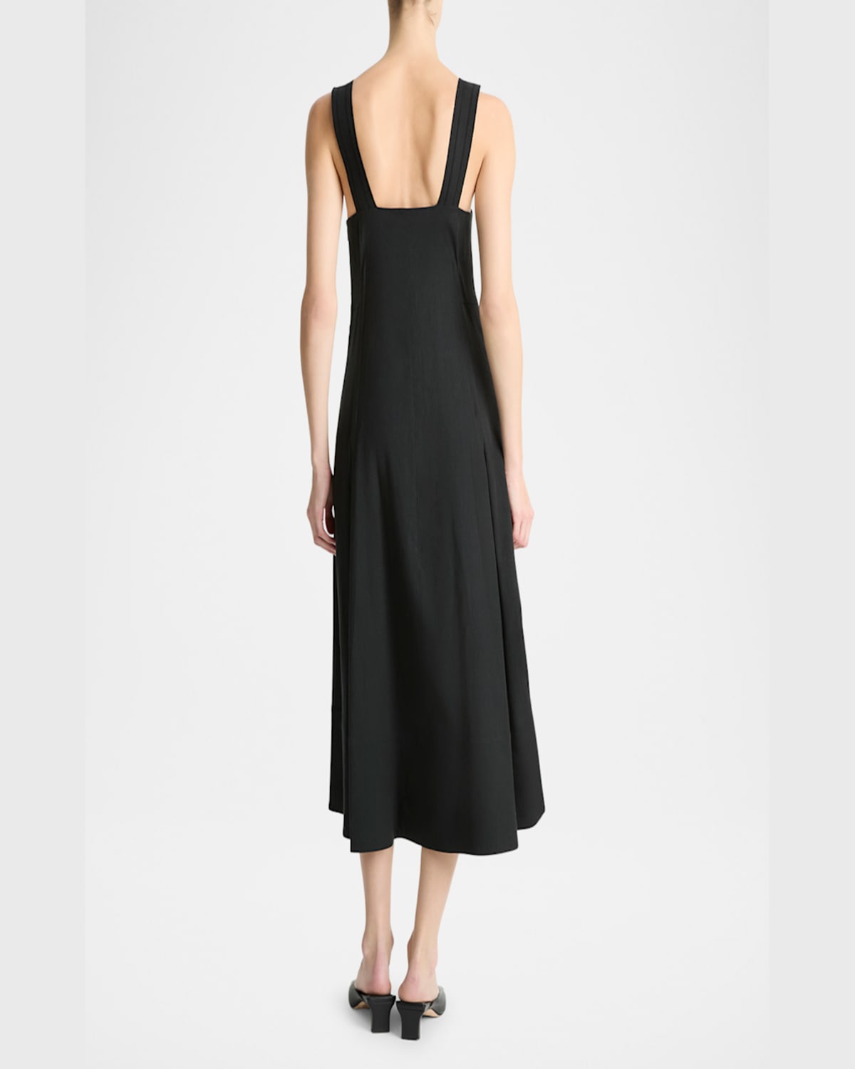 Vince Sleeveless Linen-blend Cami Dress In Black