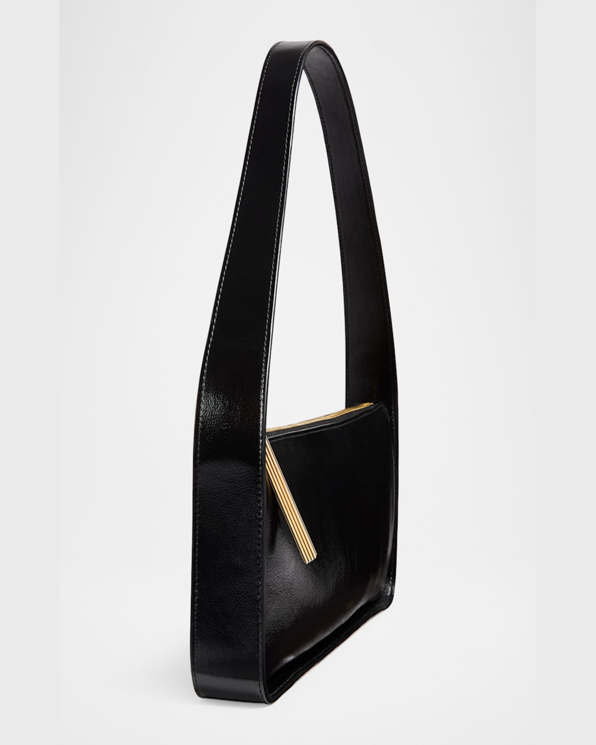 Khaite Lori Crackle Patent Leather Shoulder Bag In Black