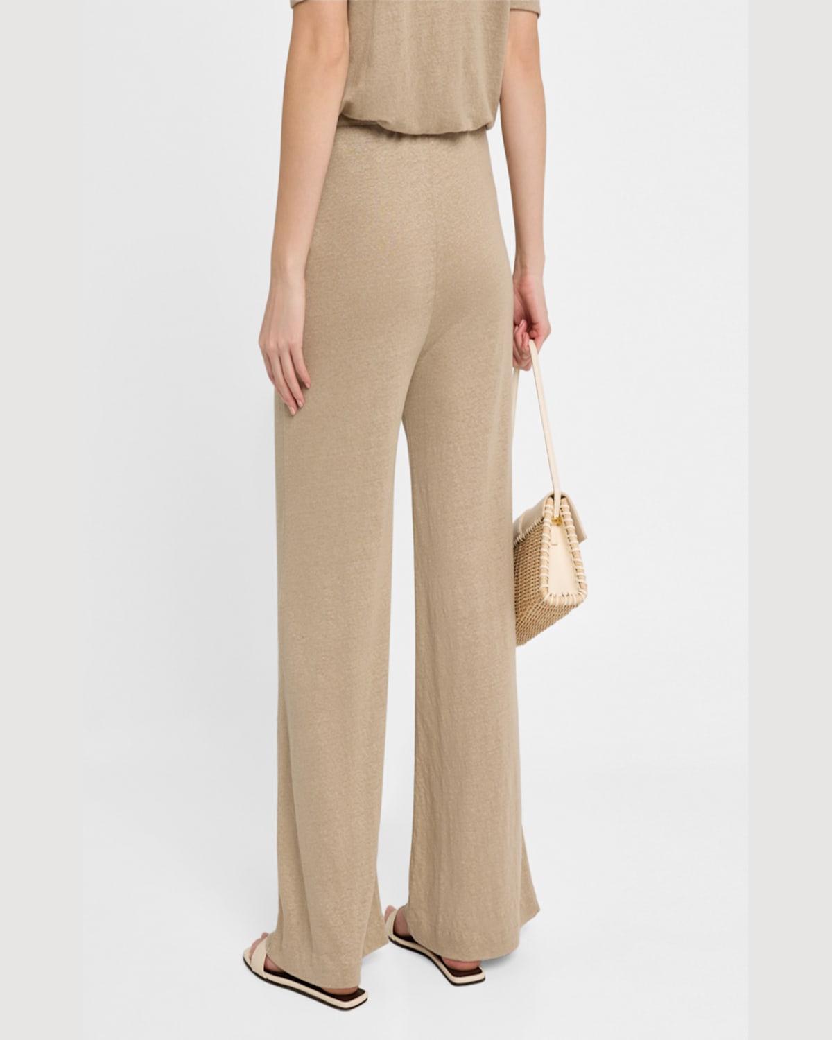 Majestic Wide-leg Stretch Linen Lounge Pants In Sable