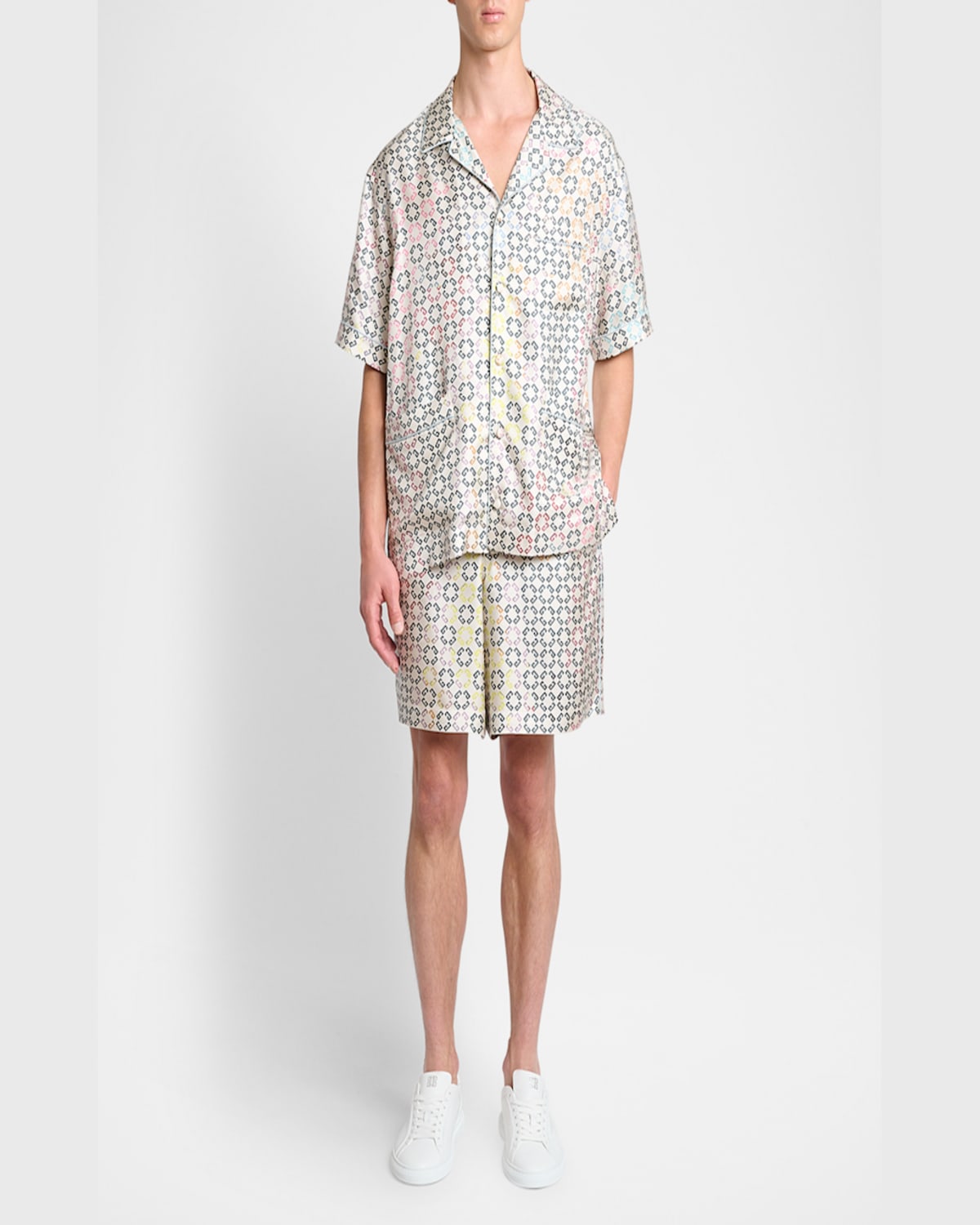 Givenchy Multicolor Pyjamas Shorts In Monogram 72 Silk In Multicolored