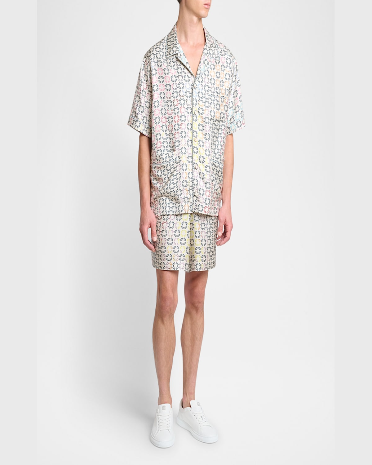 Givenchy Men's Multicolor Monogram Pajama Shirt In Neutral